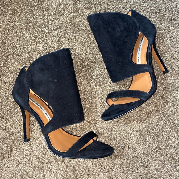 & other stories Black Suede Cut Out Strappy Black Sandal Heels - Picture 2 of 11